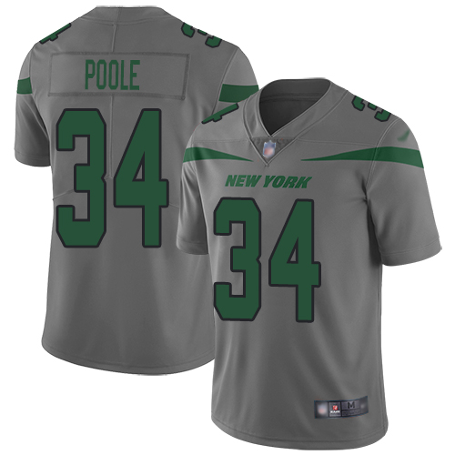 New York Jets Limited Gray Youth Brian Poole Jersey NFL Football #34 Inverted Legend